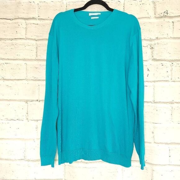 Daniele Fiesoli Sweaters - Daniele Fiesoli Crewneck Pullover Long Sleeve Cotton Sweater Blue Green Teal XL